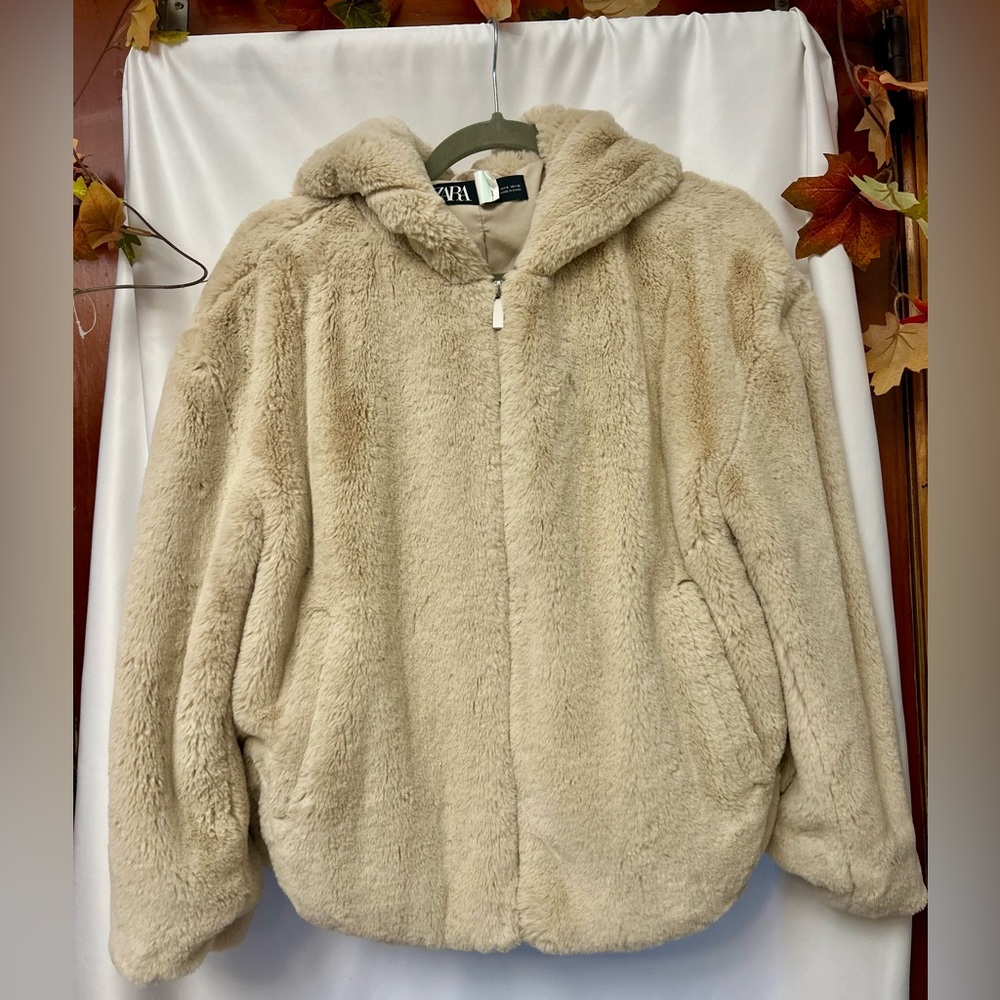Zara Tan Faux Fur Jacket